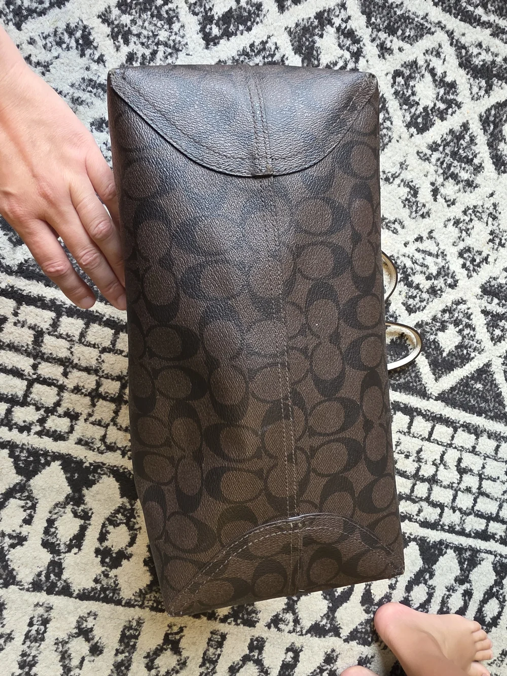 coach brown city tote in signature canvas varsity motif